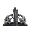 DANYA B KNEELING FIGURE SCULPTURES POLYRESIN SILVER-TONE AND BLACK FINISH BOOKEND, SET OF 2