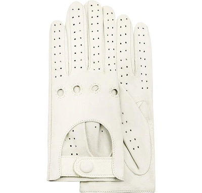 Gucci Designer Women's Gloves Women's Perforated Italian Leather Driving Gloves In Blanc