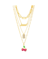 KENSIE 4 CHAIN NECKLACE SET WITH CHERRY PENDANT