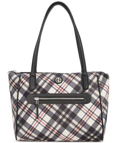 Giani Bernini Nylon Tote, Created For Macy's In Tan Plaid