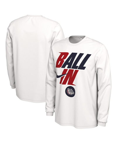 NIKE MEN'S NIKE WHITE GONZAGA BULLDOGS BALL IN BENCH LONG SLEEVE T-SHIRT