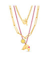 KENSIE MULTI 3 PIECE MIXED CHAIN NECKLACE SET WITH FRUIT, HEART, KISS EMOJI AND MARTINI GLASS CHARM PENDANT