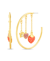 KENSIE GOLD-TONE HOOP WITH STRAWBERRY, HEART AND BUTTERFLY CHARM DANGLES