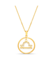 KENSIE GOLD-TONE LIBRA DANGLE ROUND PENDANT NECKLACE