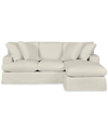 Macy's Brenalee 93" Performance Fabric Slipcover Reversible Chaise Sofa With Four Pillows In Peyton Birch