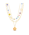 Kensie Multi 3 Piece Mixed Beaded And Chain Necklace Set With Flower Charm Pendant In Multi