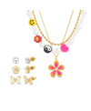 KENSIE COLORFUL FLOWER AND BUTTERFLY NECKLACE AND EARRING SET