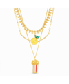KENSIE 3-PC MIXED CHAIN NECKLACE WITH LEMON AND POPCORN CHARMS