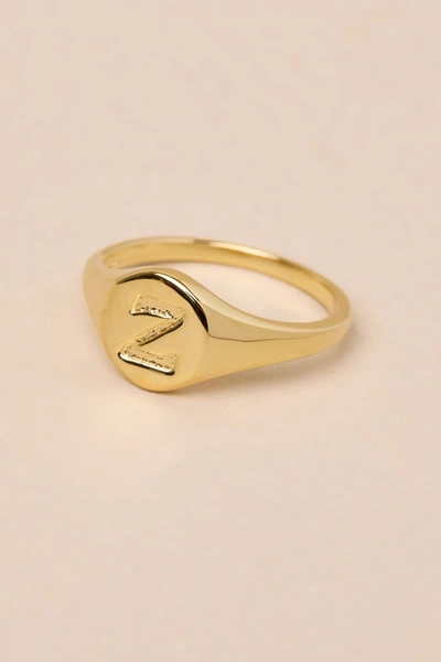 Luv Aj The Oval 14kt Gold ""z"" Signet Ring