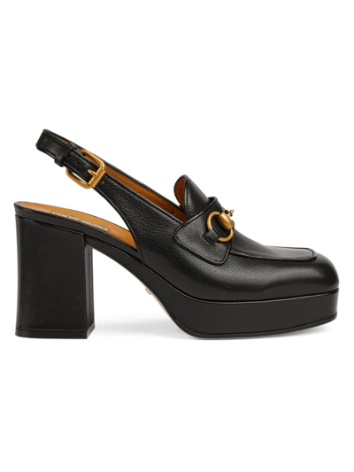 Gucci Patent Leather Slingback Pumps In Black