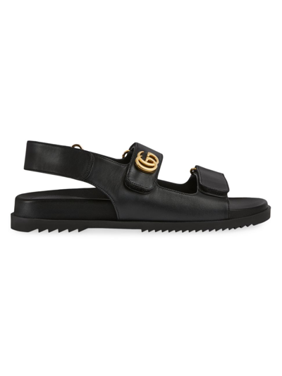 Gucci Moritz Open-toe Leather Sandals In Black