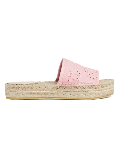 Gucci Women's Damita Logo Eyelet Canvas Espadrilles In 5846 Wild Rose Pn