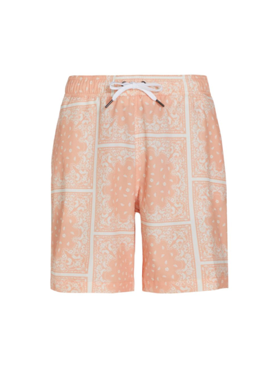 Saks Fifth Avenue Men's Collection Patchwork Swim Trunks In Coral