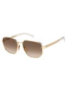 David Beckham Men's Stainless Steel Rectangle Sunglasses In Gold Crystal Brown Gradient