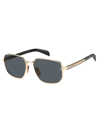 David Beckham Men's 60mm Rectangular Sunglasses In Gold Black Dark Grey