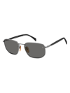 David Beckham Men's 57mm Rectangular Sunglasses In Gunmetal Black Dark Grey