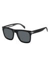 David Beckham Men's Acetate Square Sunglasses In Black Silver Grey