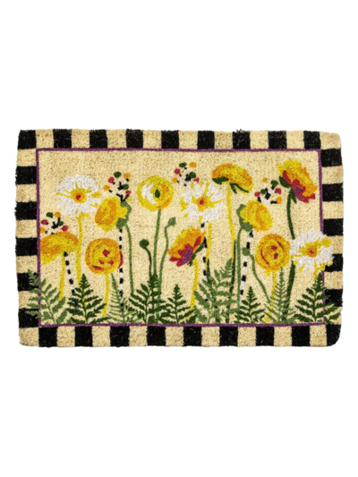Mackenzie-childs Everything Is Coming Up Daisies Entrance Mat In Neutral