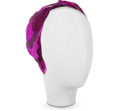 Gucci Designer Women's Hats Antonella - Fuchsia Polkadot Feather Headband In Violet