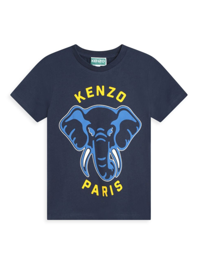 Kenzo Kids' Logo印花棉t恤 In Blue