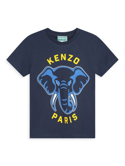 Kenzo Kids' Logo-print Cotton T-shirt In Blue