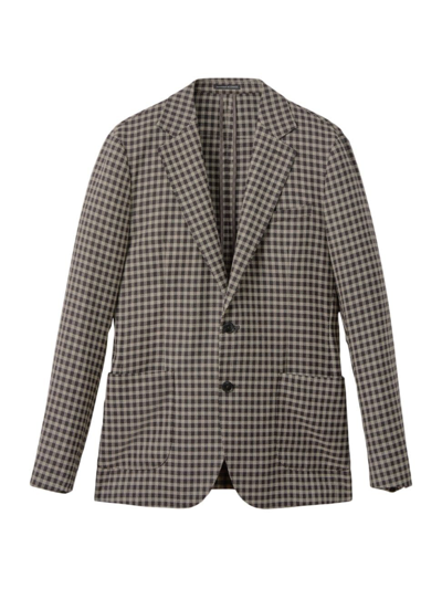 Reiss Nano - Brown Multi Wool Blend Check Single Breasted Blazer, 36