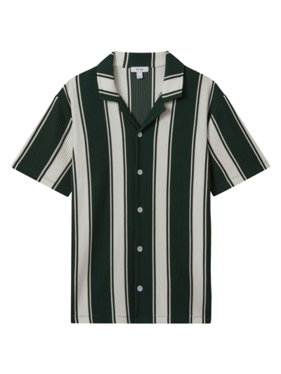 REISS MEN'S ALTON STRIPED PLISSÉ CAMP SHIRT