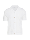 Reiss White Fortune Cable Knit Cuban Collar Shirt