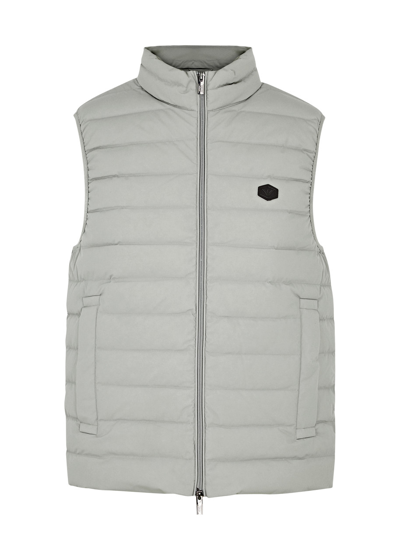 Emporio Armani Logo Quilted Shell Gilet In Grey