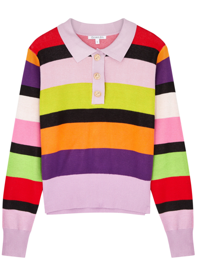 Olivia Rubin Mary Striped Knitted Polo Jumper In Multicoloured