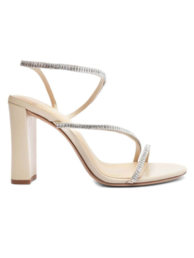 Alexandre Birman Women's Polly Zirocone Block 90mm Embellished Leather Sandals In Dove Crystal