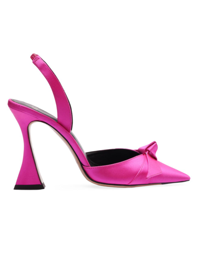 Alexandre Birman Clarita Bell 缎面裹踝高跟鞋 In Neon Pink