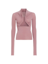 Rick Owens Purple Cupro Prong T-shirt For Women From Ss24 Collection In Dusty Pink