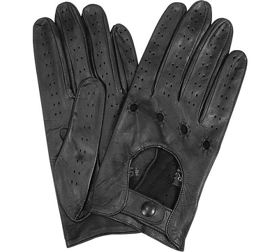 Gucci Designer Women's Gloves Women's Black Perforated Italian Leather Driving Gloves In Noir