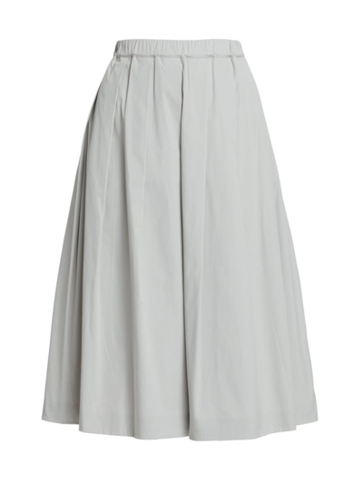 Fabiana Filippi Pleated A-line Stretch Poplin Midi Skirt In Light Grey