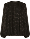 DOLCE & GABBANA BLACK DG LOGO PLEATED BLOUSE