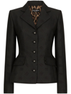 DOLCE & GABBANA BLACK LOGO JACQUARD SINGLE-BREASTED BLAZER