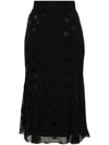 Dolce & Gabbana Black Devoré Godet Midi Skirt In Black