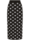 DOLCE & GABBANA BLACK DG LOGO KNITTED SKIRT