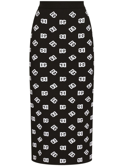 DOLCE & GABBANA BLACK DG LOGO KNITTED SKIRT