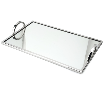 Classic Touch Decor Rectangular Mirror Tray In Gray