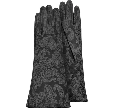 Gucci Women's Gloves Women's Black Suede Gloves W/ Silkscreen Design