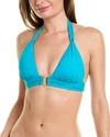 La Blanca Island Goddess Shirred Strap Bikini Top In Blue