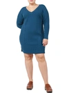 BLACK TAPE PLUS WOMENS CABLE-KNIT LONG SLEEVES SWEATERDRESS