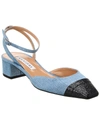 AQUAZZURA FRENCH FLIRT 95 DENIM & LEATHER PUMP