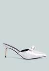 London Rag Queenie Satin Knot Stiletto Mule Sandals In White