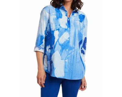 CLAIRE DESJARDINS BUTTON UP BLOUSE IN BLUE