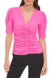 DKNY RUCHED PUFF SHOULDER TOP
