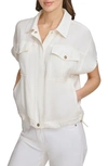 DKNY SIDE TOGGLE SHORT SLEEVE BUTTON-UP SHIRT