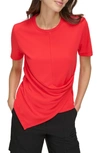 Dkny Faux Wrap T-shirt In Flame